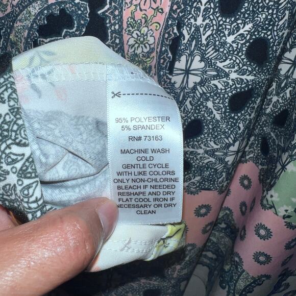 Melissa Paige NWT Skirt Spring Patchwork Large Yellow Coral Green Floral Paisley - Picture 4 of 6